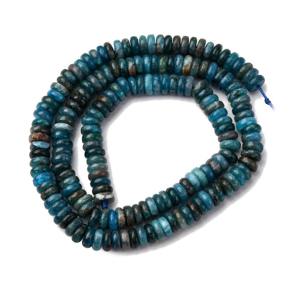 50 Apatite Gemstone Rondelle Flat Round Beads 6mm x 2mm GS221