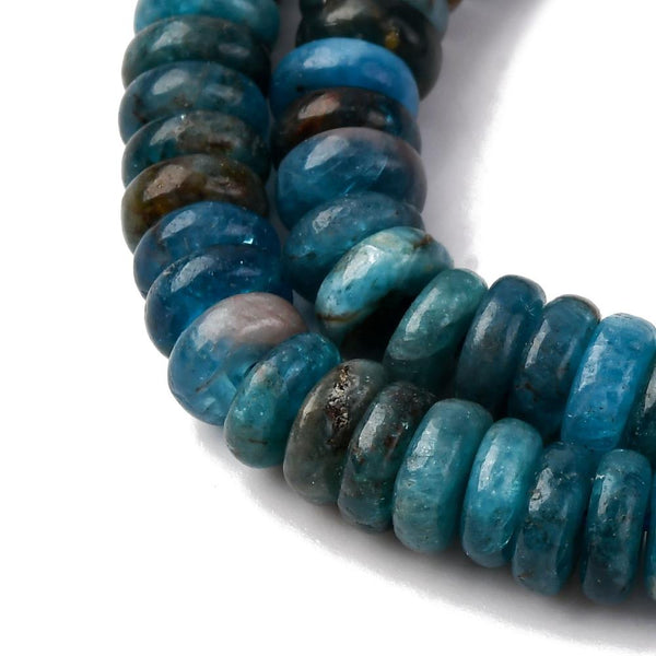 50 Apatite Gemstone Rondelle Flat Round Beads 6mm x 2mm GS221