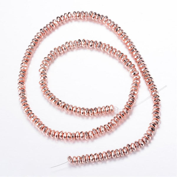 50 ROSE GOLD DISC RONDELLE FACETED HEMATITE BEADS 8mm PREMIUM QUALITY HEM71