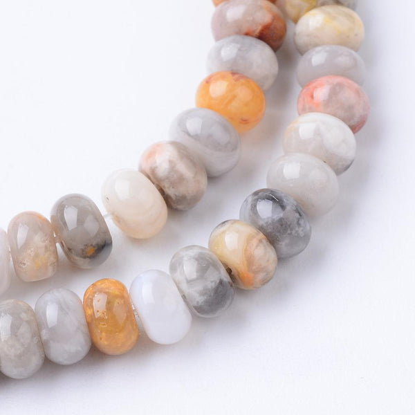 50 Crazy Lace Agate Gemstone Rondelle Flat Round Beads 6mm x 4mm GS219