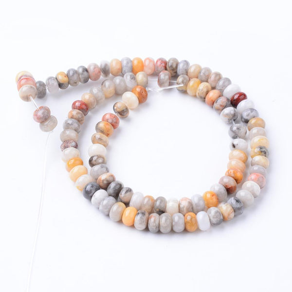 50 Crazy Lace Agate Gemstone Rondelle Flat Round Beads 6mm x 4mm GS219