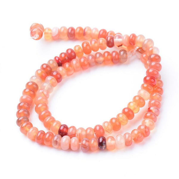 50 Carnelian Gemstone Rondelle Flat Round Beads 6mm x 4mm GS220