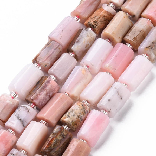 Natural Pink Opal Gemstone Faceted Column Beads 11mm x 8mm 1 Strand GS245