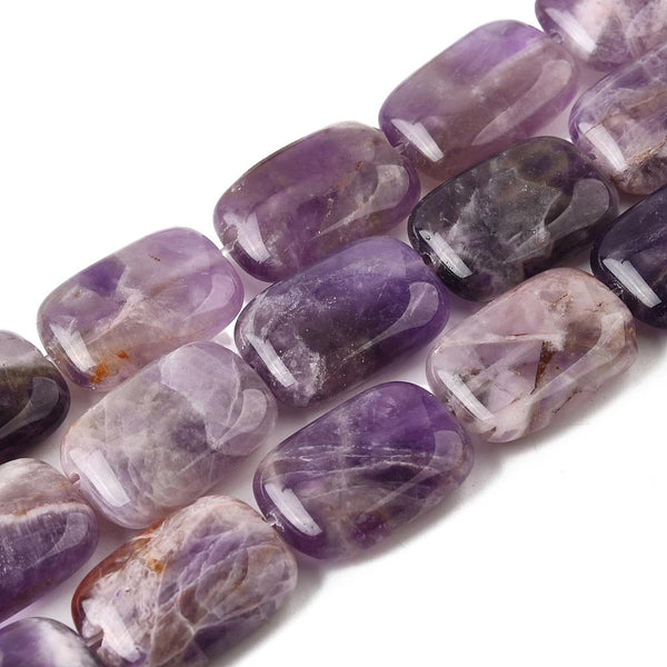 6 Large Amethyst Gemstone Flat Rectangle Beads 18mmx 13mm GS229