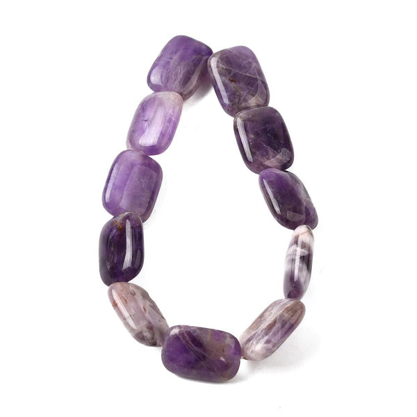 6 Large Amethyst Gemstone Flat Rectangle Beads 18mmx 13mm GS229