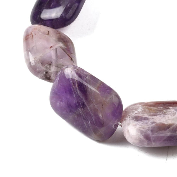 6 Large Amethyst Gemstone Flat Rectangle Beads 18mmx 13mm GS229