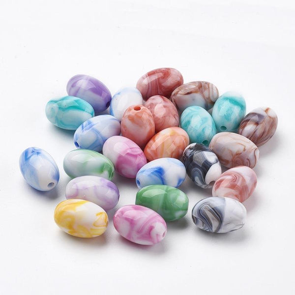 5 LARGE ACRYLIC FOCAL BEADS 17mm x 12mm Assorted Colours HOLE 2mm ACR249