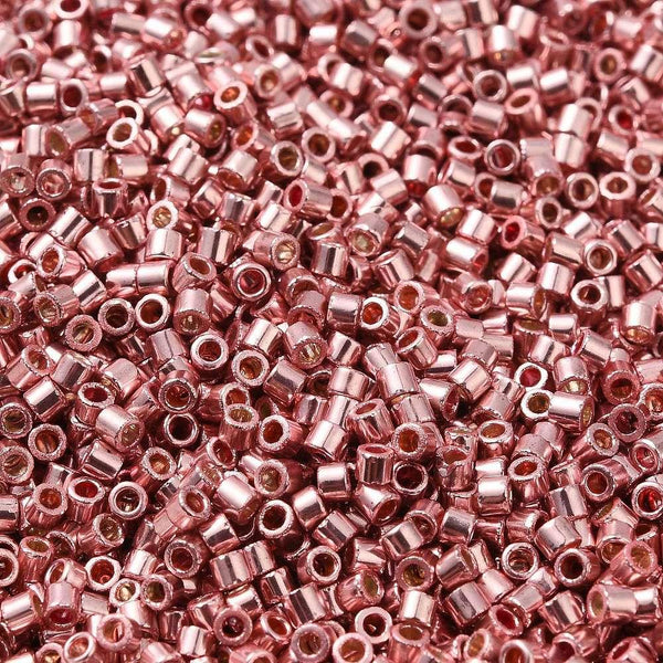 20g Approx 2500 Metallic Rose Gold Glass Seed Beads Bugle 11/0- 2mm