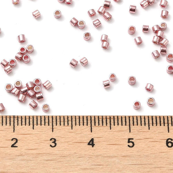 20g Approx 2500 Metallic Rose Gold Glass Seed Beads Bugle 11/0- 2mm