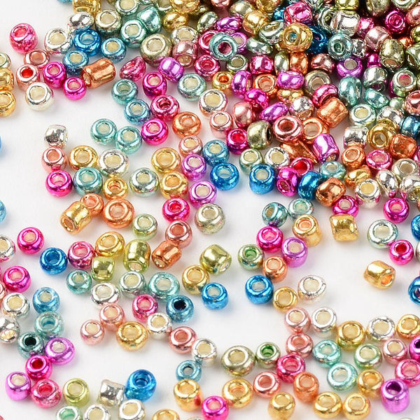 50g Metallic Mix Glass Seed Beads 11/0- 2mm jewellery making