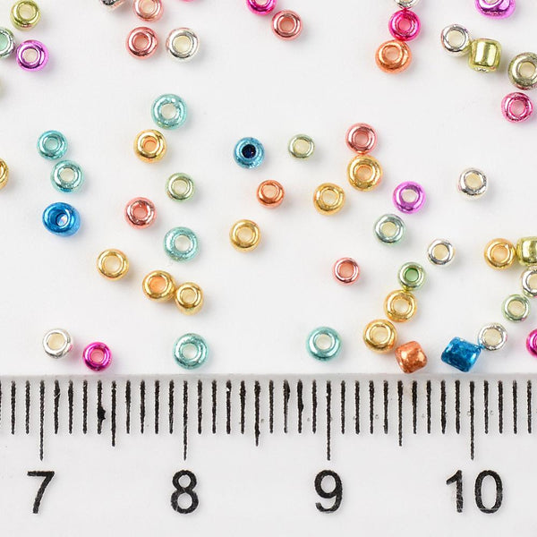 50g Metallic Mix Glass Seed Beads 11/0- 2mm jewellery making