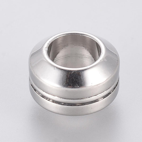 5 STAINLESS STEEL 304 SPACER BEADS 11mm ROUND GROOVED LARGE HOLE 6mm STA32