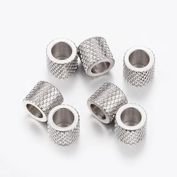 10 STAINLESS STEEL 304 SPACER BEADS 5mm NURLED ROUND LARGE HOLE 3mm STA31