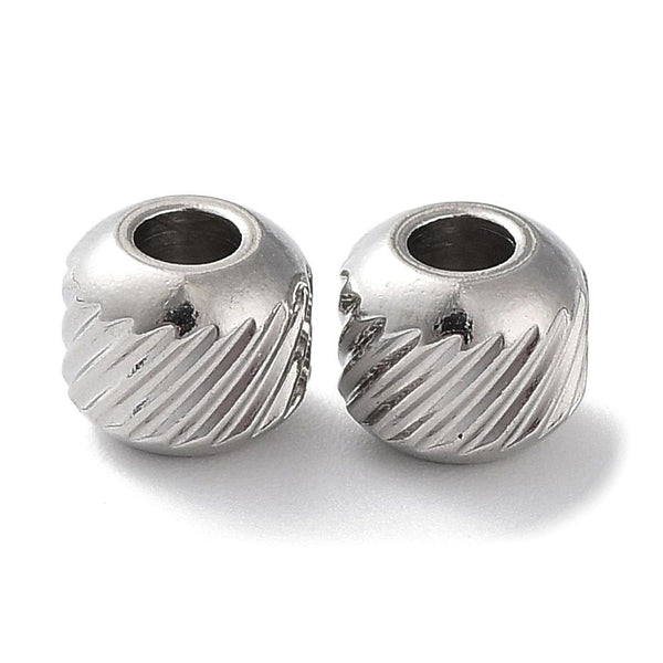 5 STAINLESS STEEL 304 SPACER BEADS 11mm ROUND GROOVED LARGE HOLE 6mm STA32