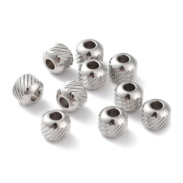 5 STAINLESS STEEL 304 SPACER BEADS 11mm ROUND GROOVED LARGE HOLE 6mm STA32