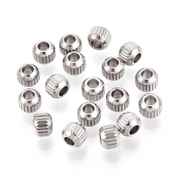 5 STAINLESS STEEL 304 SPACER BEADS 11mm ROUND GROOVED LARGE HOLE 6mm STA32
