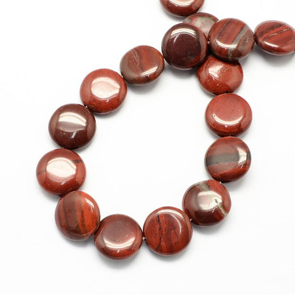 10 Red Jasper Gemstone Flat Round Beads 16mm Jewellery Making GS239