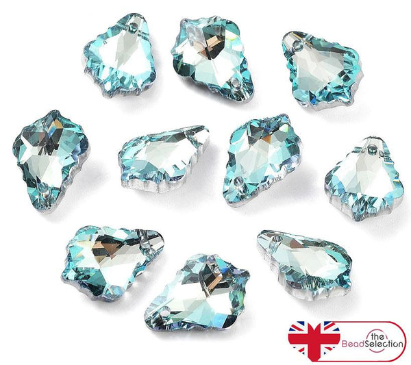 5 Crystal Glass Faceted Leaf Sun Catcher Drop Pendant 16mm AB LUSTRE AQUA GLS237
