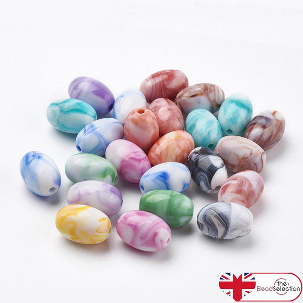 5 LARGE ACRYLIC FOCAL BEADS 17mm x 12mm Assorted Colours HOLE 2mm ACR249
