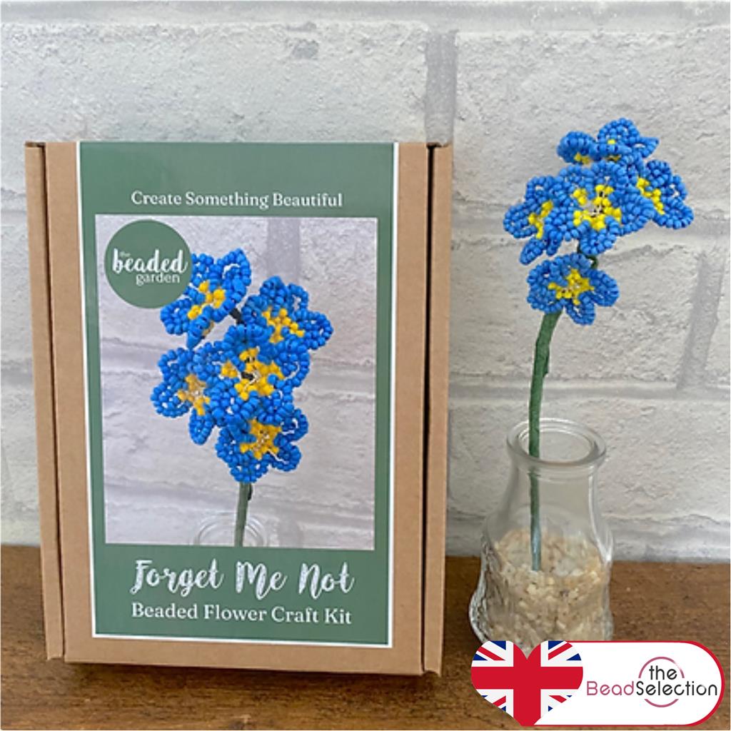 Beaded Flower Kit Forget Me Not Flower Craft Kit. French Beading kit. (TBG-FMN)