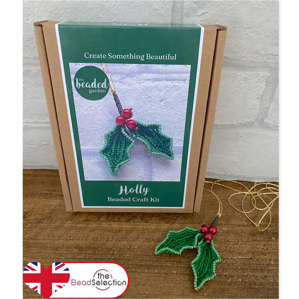 Beaded Flower Kit Christmas Holly Flower Craft Kit. French Beading kit (TBG-HB)