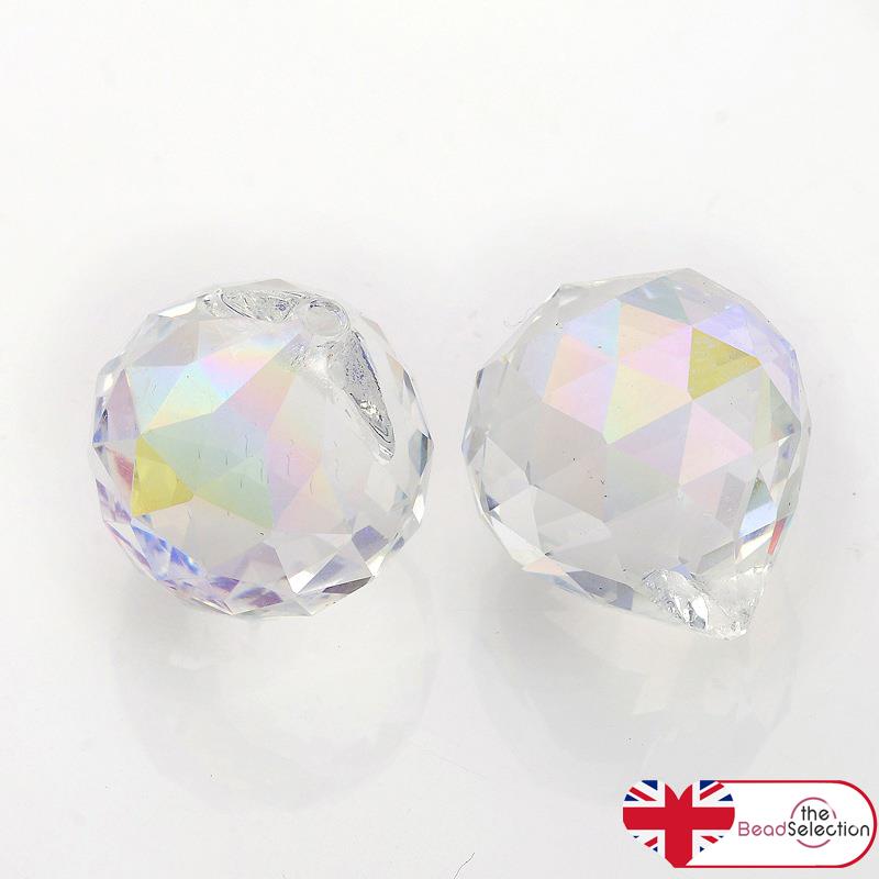 25mm AB LUSTRE CRYSTAL GLASS FACETED SUN CATCHER DROP PENDANT FENG SHUI GLS178
