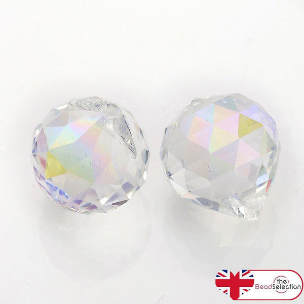 25mm AB LUSTRE CRYSTAL GLASS FACETED SUN CATCHER DROP PENDANT FENG SHUI GLS178
