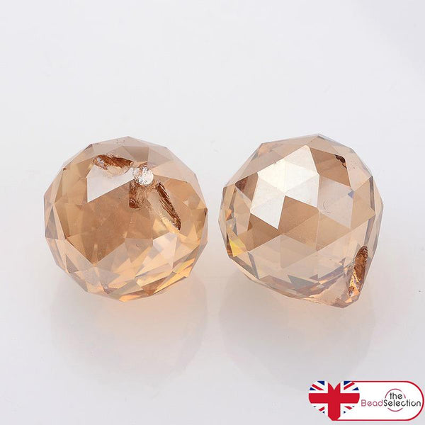 25mm GOLD CRYSTAL GLASS FACETED SUN CATCHER DROP PENDANT FENG SHUI GLS177