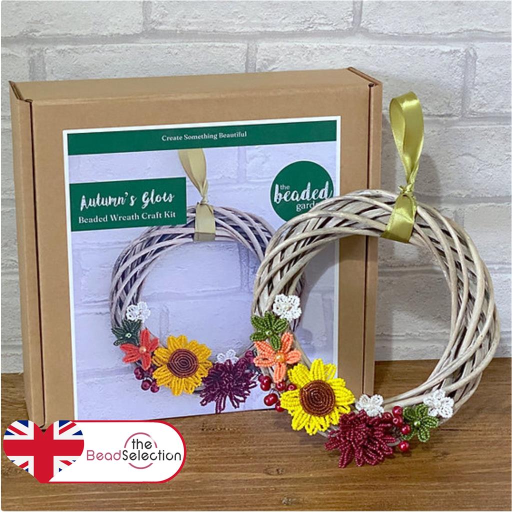 Autumn's Glow Wreath Craft Kit. French Beading kit, Beaded Flower Kit (TBG-AGW)