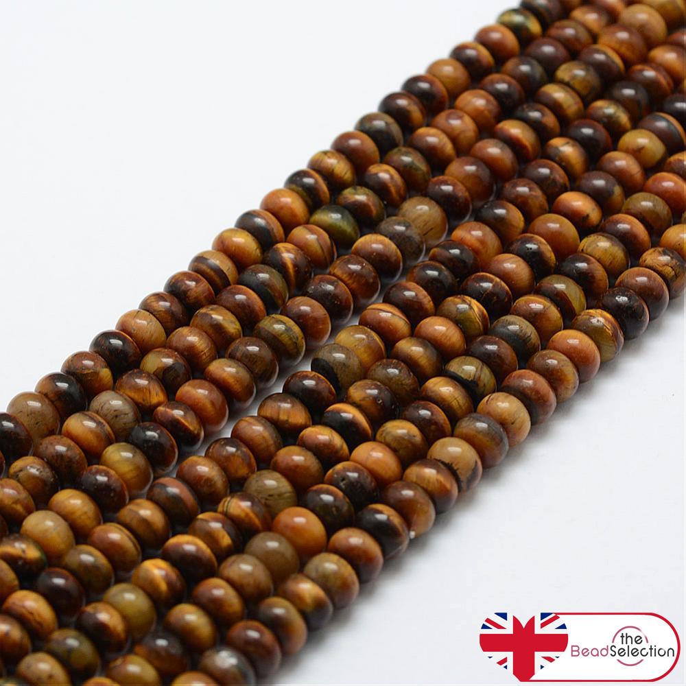 50 Tiger Eye Gemstone Rondelle Flat Round Beads 6mm x 4mm Jewellery Making GS216