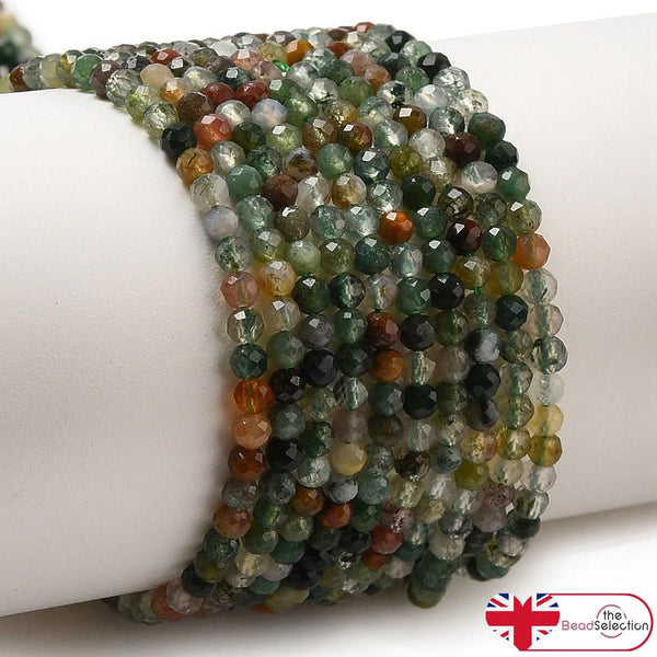 Tiny 2mm INDIAN AGATE FACETED ROUND GEMSTONE BEADS 2mm 1 STRAND 185+ Beads GS233