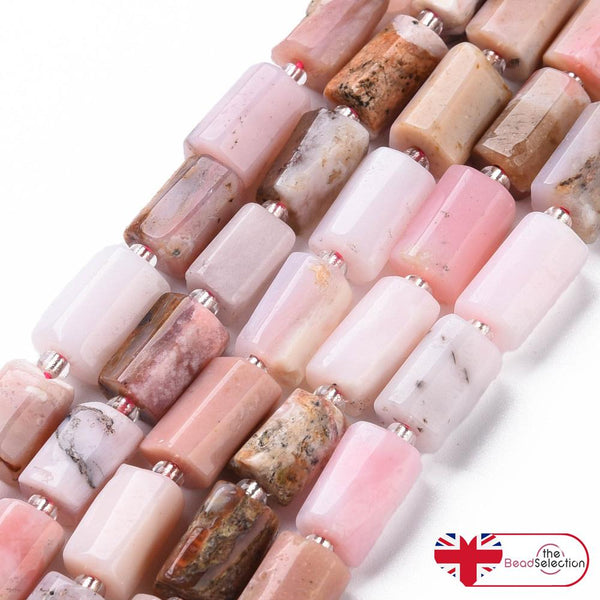 Natural Pink Opal Gemstone Faceted Column Beads 11mm x 8mm 1 Strand GS245