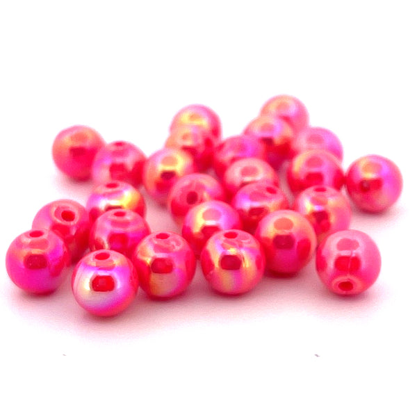100 Acrylic Beads 'AB' Lustre Rainbow Pearl 8mm Round Colour Choice Jewellery