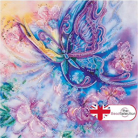 BUTTERFLY FLOWERS AIR STEP ABRIS ART BEAD EMBROIDERY KIT large ( AB-583 )