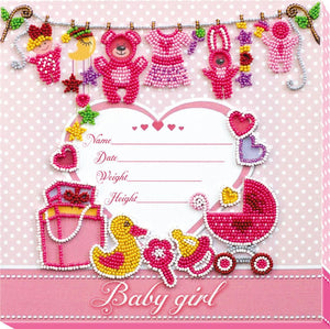 BABY BIRTH GIRL ABRIS ART BEAD EMBROIDERY KIT MIDI 22cm x 22cm ( AB-603 )