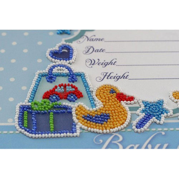 BABY BIRTH BOY ABRIS ART BEAD EMBROIDERY KIT MIDI 22cm x 22cm ( AB-604 )