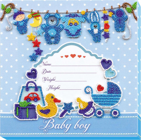 BABY BIRTH BOY ABRIS ART BEAD EMBROIDERY KIT MIDI 22cm x 22cm ( AB-604 )