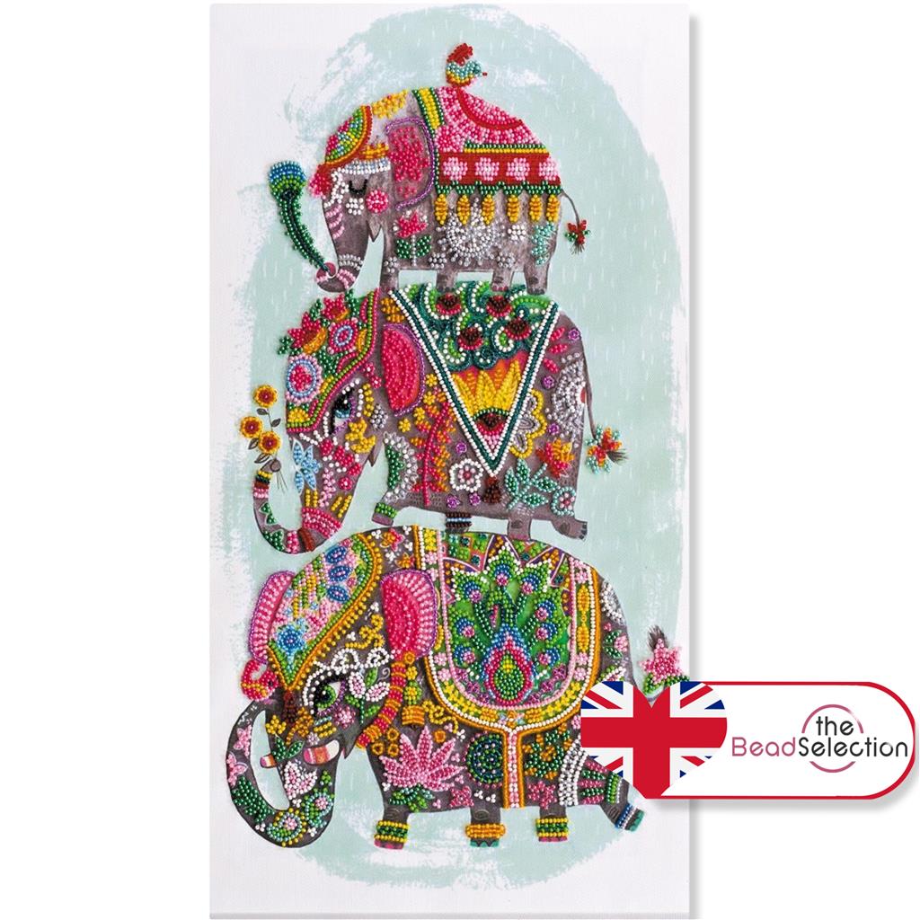 THREE ELEPHANTS ABRIS ART BEAD EMBROIDERY KIT large 46cm x 26cm ( AB-605)