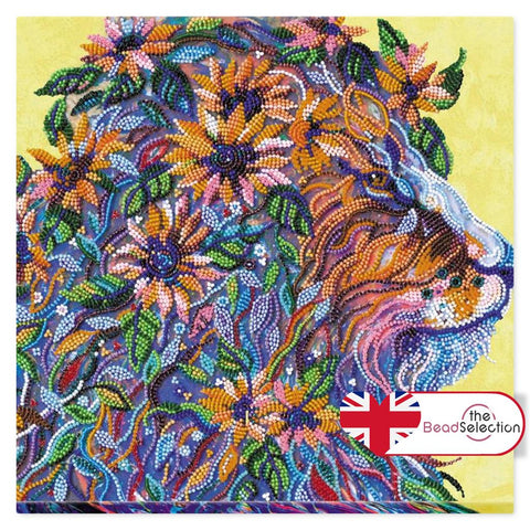 FLOWER LION SUN SYMBOL ABRIS ART BEAD EMBROIDERY KIT large 35cm x 28cm ( AB-663)