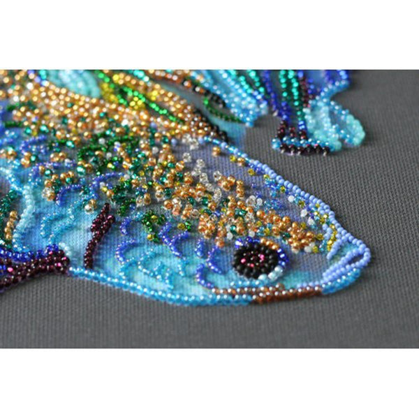 BLUE GOLD FISH ABRIS ART BEAD EMBROIDERY KIT large 39cm x 27cm ( AB-746 )