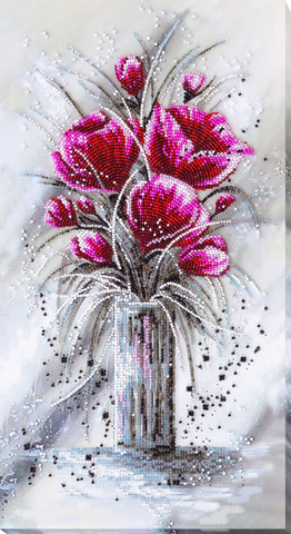 Red Emerald Flowers ABRIS ART BEAD EMBROIDERY KIT large 40cm x 22cm ( AB-854)
