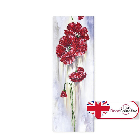 POPPY FLOWER ABRIS ART BEAD EMBROIDERY KIT large 86cm x 26cm ( AB-868)