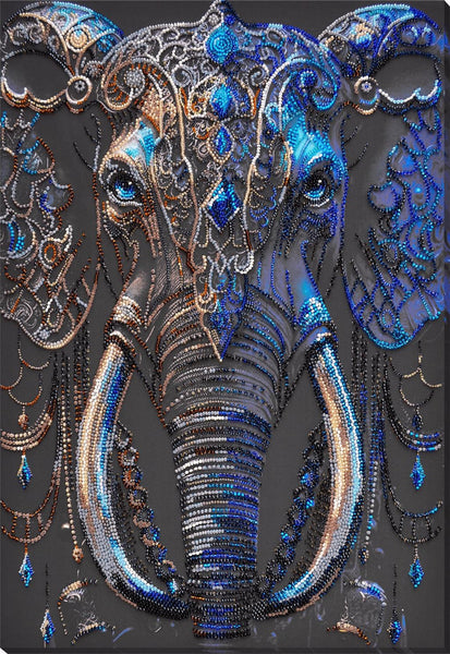 SAGE GAZE ELEPHANT ABRIS ART BEAD EMBROIDERY KIT large 43cm x 30cm ( AB-897)