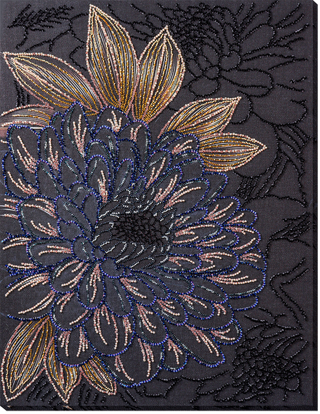 BLOOMING IN THE DARK FLOWER ABRIS ART BEAD EMBROIDERY KIT 40cm x 30cm ( AB-903)