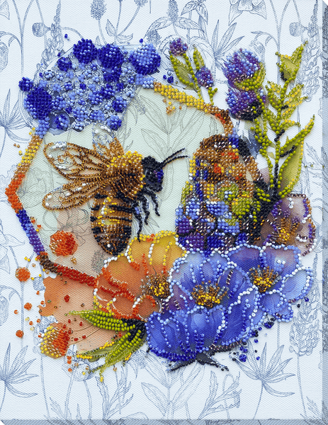 FLOWER HONEY BEE ABRIS ART BEAD EMBROIDERY KIT large 26cm x 20cm ( AB-906)