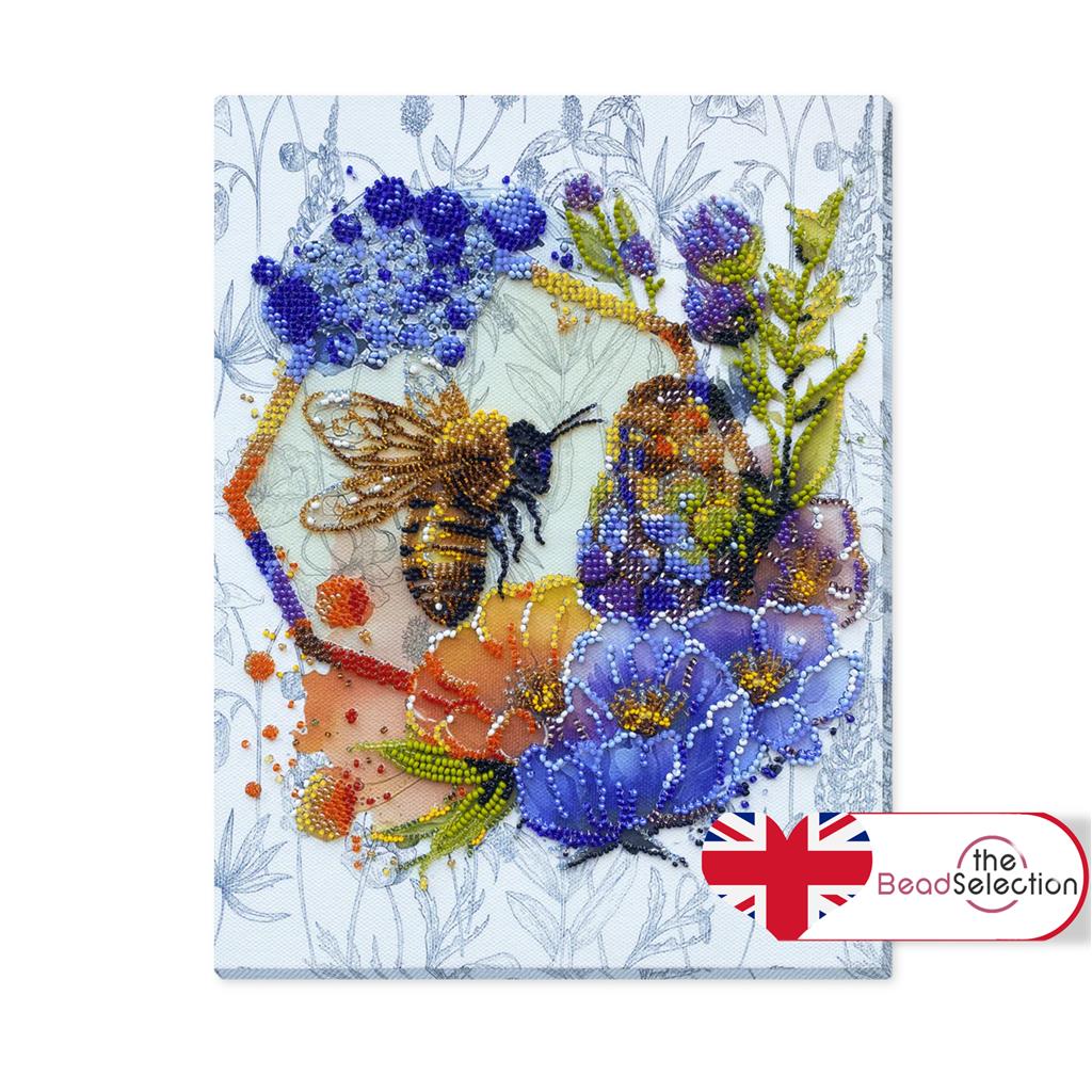 FLOWER HONEY BEE ABRIS ART BEAD EMBROIDERY KIT large 26cm x 20cm ( AB-906)
