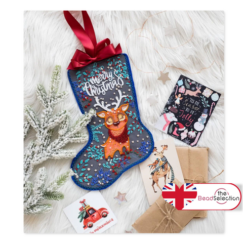 CHRISTMAS FAIRYTALE DEER ABRIS ART BEAD EMBROIDERY KIT STOCKING ( ABE-001)