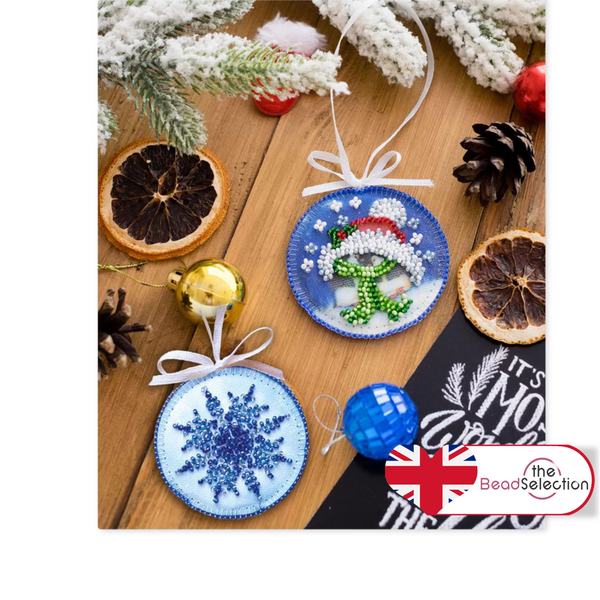 XMAS PENGUINS WARM EMBRACE ABRIS ART BEAD EMBROIDERY KIT DECORATION (ABT005)