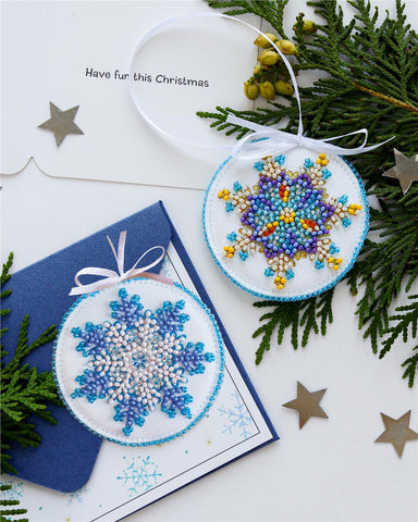 SMALL SNOWFLAKE ABRIS ART BEAD EMBROIDERY KIT DECORATION 6.5cm x 6.5cm (ABT015)