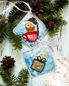 WINTER OWL ABRIS ART BEAD EMBROIDERY KIT DECORATION 6.5cm x 6.5cm (ABT016)